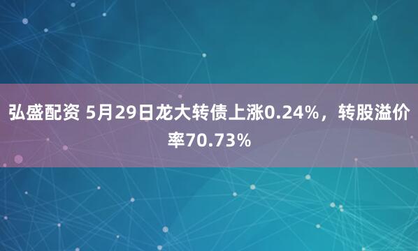 弘盛配资 5月29日龙大转债上涨0.24%，转股溢价率70.73%